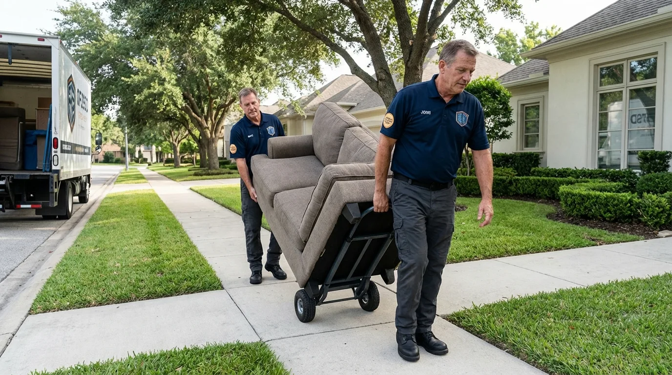Local residential moving crew loading furniture in Cypress, TX